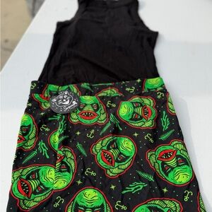 Black Skirt with Green and Red Graphic Design